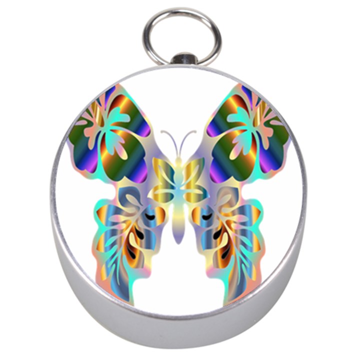 Abstract Animal Art Butterfly Silver Compasses