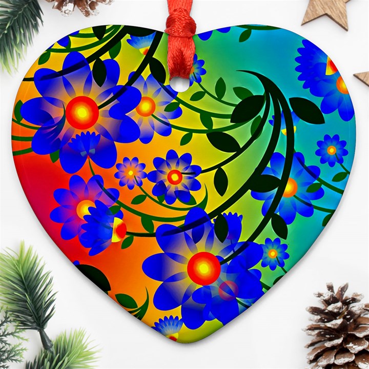 Abstract Background Backdrop Design Heart Ornament (Two Sides)