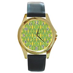 Ornate Modern Noveau Round Gold Metal Watch by dflcprints