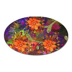 Abstract Flowers Floral Decorative Oval Magnet by Amaryn4rt