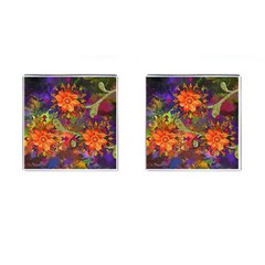 Abstract Flowers Floral Decorative Cufflinks (square) by Amaryn4rt