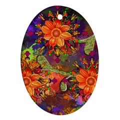 Abstract Flowers Floral Decorative Oval Ornament (two Sides) by Amaryn4rt