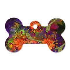 Abstract Flowers Floral Decorative Dog Tag Bone (one Side)