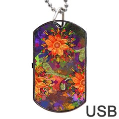 Abstract Flowers Floral Decorative Dog Tag Usb Flash (two Sides) by Amaryn4rt