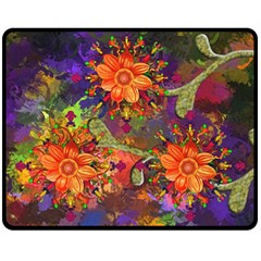 Abstract Flowers Floral Decorative Double Sided Fleece Blanket (medium)  by Amaryn4rt