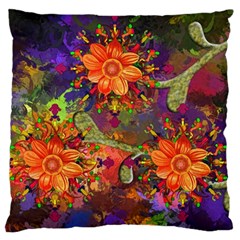 Abstract Flowers Floral Decorative Large Flano Cushion Case (one Side) by Amaryn4rt