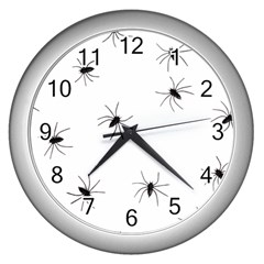 Animals Arachnophobia Seamless Wall Clocks (silver)  by Amaryn4rt