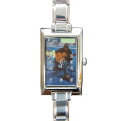 Man And His Guitar Rectangle Italian Charm Watch by digitaldivadesigns