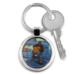 Man And His Guitar Key Chains (round)  by digitaldivadesigns