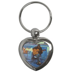 Man And His Guitar Key Chains (heart)  by digitaldivadesigns