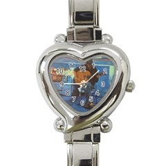 Man And His Guitar Heart Italian Charm Watch by digitaldivadesigns