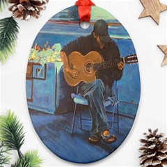 Man And His Guitar Oval Ornament (two Sides) by digitaldivadesigns