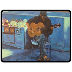 Man And His Guitar Fleece Blanket (large)  by digitaldivadesigns