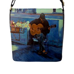 Man And His Guitar Flap Messenger Bag (l)  by digitaldivadesigns