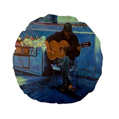 Man And His Guitar Standard 15  Premium Flano Round Cushions by digitaldivadesigns