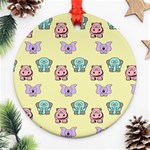 Animals Pastel Children Colorful Round Ornament (Two Sides) Front