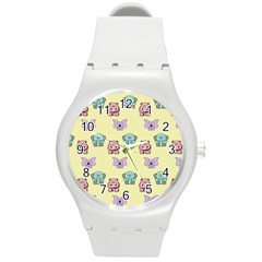 Animals Pastel Children Colorful Round Plastic Sport Watch (m) by Amaryn4rt