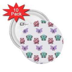 Animals Pastel Children Colorful 2.25  Buttons (10 pack) 