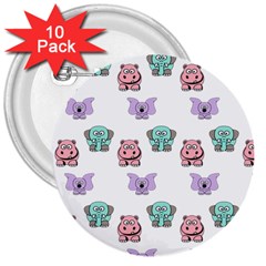 Animals Pastel Children Colorful 3  Buttons (10 pack) 