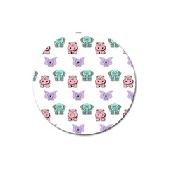 Animals Pastel Children Colorful Magnet 3  (Round)