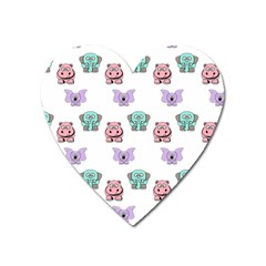 Animals Pastel Children Colorful Heart Magnet