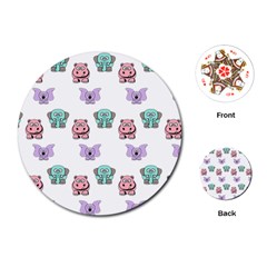 Animals Pastel Children Colorful Playing Cards (Round) 