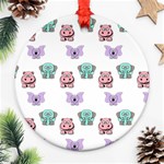 Animals Pastel Children Colorful Round Ornament (Two Sides) Front