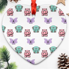 Animals Pastel Children Colorful Heart Ornament (Two Sides)