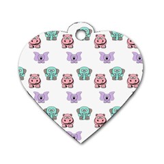 Animals Pastel Children Colorful Dog Tag Heart (One Side)