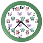 Animals Pastel Children Colorful Color Wall Clocks Front