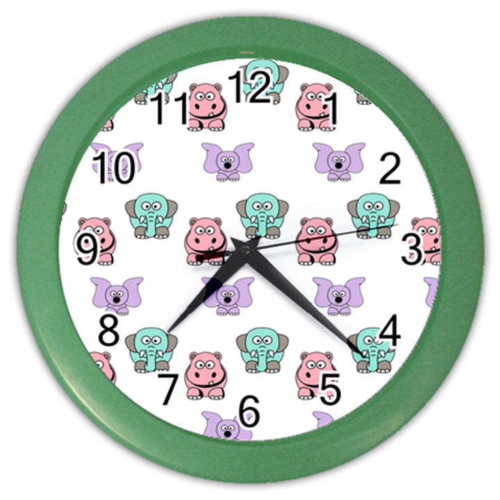 Animals Pastel Children Colorful Color Wall Clocks