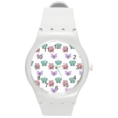 Animals Pastel Children Colorful Round Plastic Sport Watch (M)