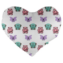 Animals Pastel Children Colorful Large 19  Premium Heart Shape Cushions by Amaryn4rt