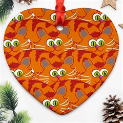 Animals Pet Cats Mammal Cartoon Ornament (heart) by Amaryn4rt