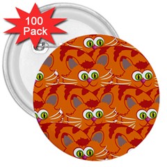 Animals Pet Cats Mammal Cartoon 3  Buttons (100 Pack)  by Amaryn4rt