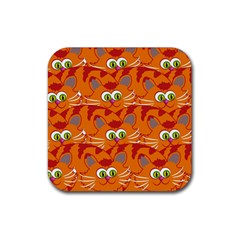 Animals Pet Cats Mammal Cartoon Rubber Coaster (square)  by Amaryn4rt