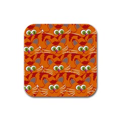 Animals Pet Cats Mammal Cartoon Rubber Square Coaster (4 Pack)  by Amaryn4rt