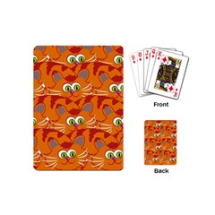 Animals Pet Cats Mammal Cartoon Playing Cards (mini)  by Amaryn4rt