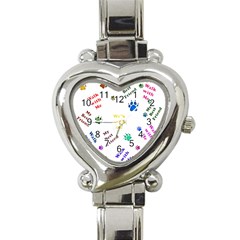 Animals Pets Dogs Paws Colorful Heart Italian Charm Watch by Amaryn4rt