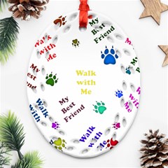 Animals Pets Dogs Paws Colorful Oval Filigree Ornament (two Sides) by Amaryn4rt