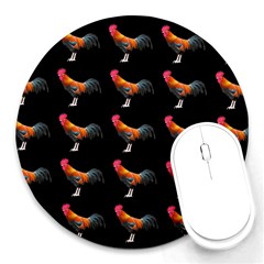 Background Pattern Chicken Fowl Round Mousepads by Amaryn4rt