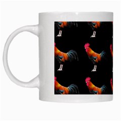 Background Pattern Chicken Fowl White Mugs by Amaryn4rt