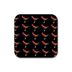 Background Pattern Chicken Fowl Rubber Coaster (square)  by Amaryn4rt