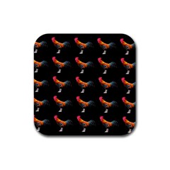 Background Pattern Chicken Fowl Rubber Square Coaster (4 Pack)  by Amaryn4rt