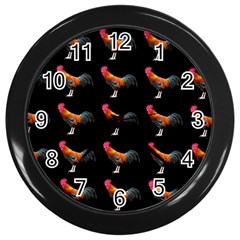 Background Pattern Chicken Fowl Wall Clocks (black) by Amaryn4rt