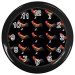 Background Pattern Chicken Fowl Wall Clocks (Black) Front