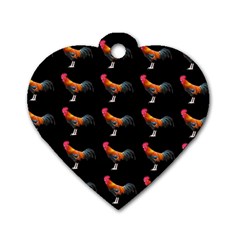 Background Pattern Chicken Fowl Dog Tag Heart (two Sides) by Amaryn4rt