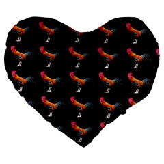 Background Pattern Chicken Fowl Large 19  Premium Flano Heart Shape Cushions by Amaryn4rt