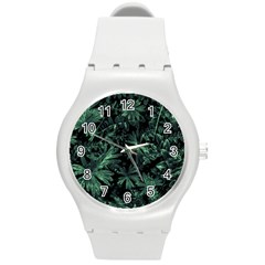 Dark Flora Photo Round Plastic Sport Watch (m) by dflcprints