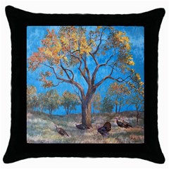 Turkeys Throw Pillow Case (Black)